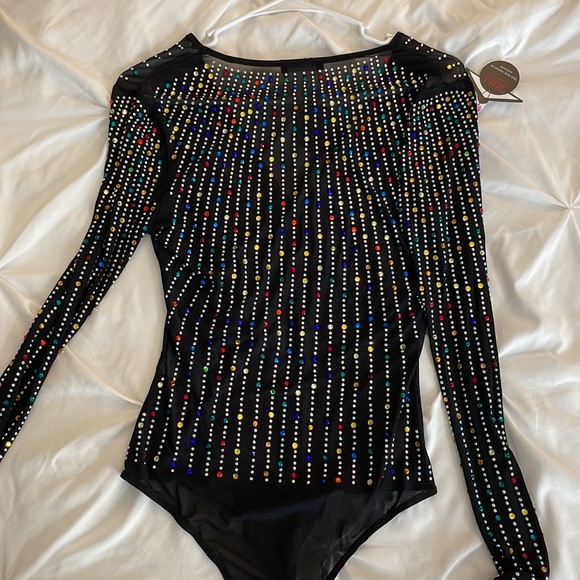 Hot miami styles rhinestone bodysuit - Picture 3 of 4